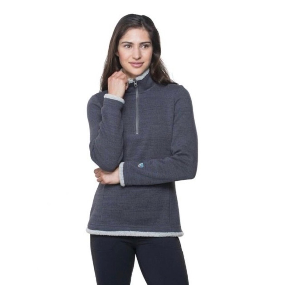 KÜHL Women's‎ Alaska 1/4 Zip Fleece Blue Gray Pullover Sweater Size Small EUC